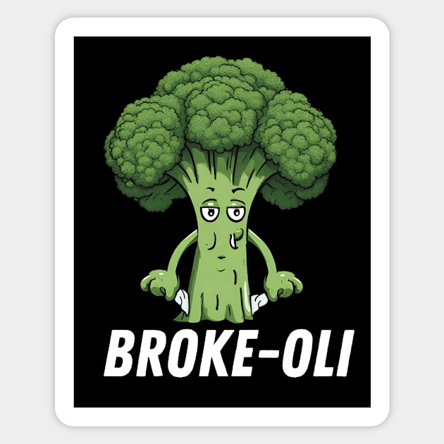 Broke-Oli Funny Broccoli Sticker by DesignArchitect